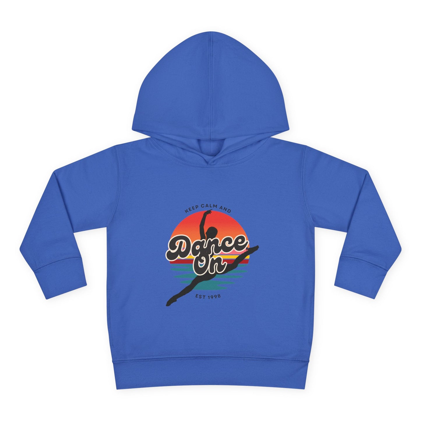 “Keep Calm and Dance On” Toddler Fleece Hoodie – Retro Dancer Graphic Sweatshirt for Little Movers
