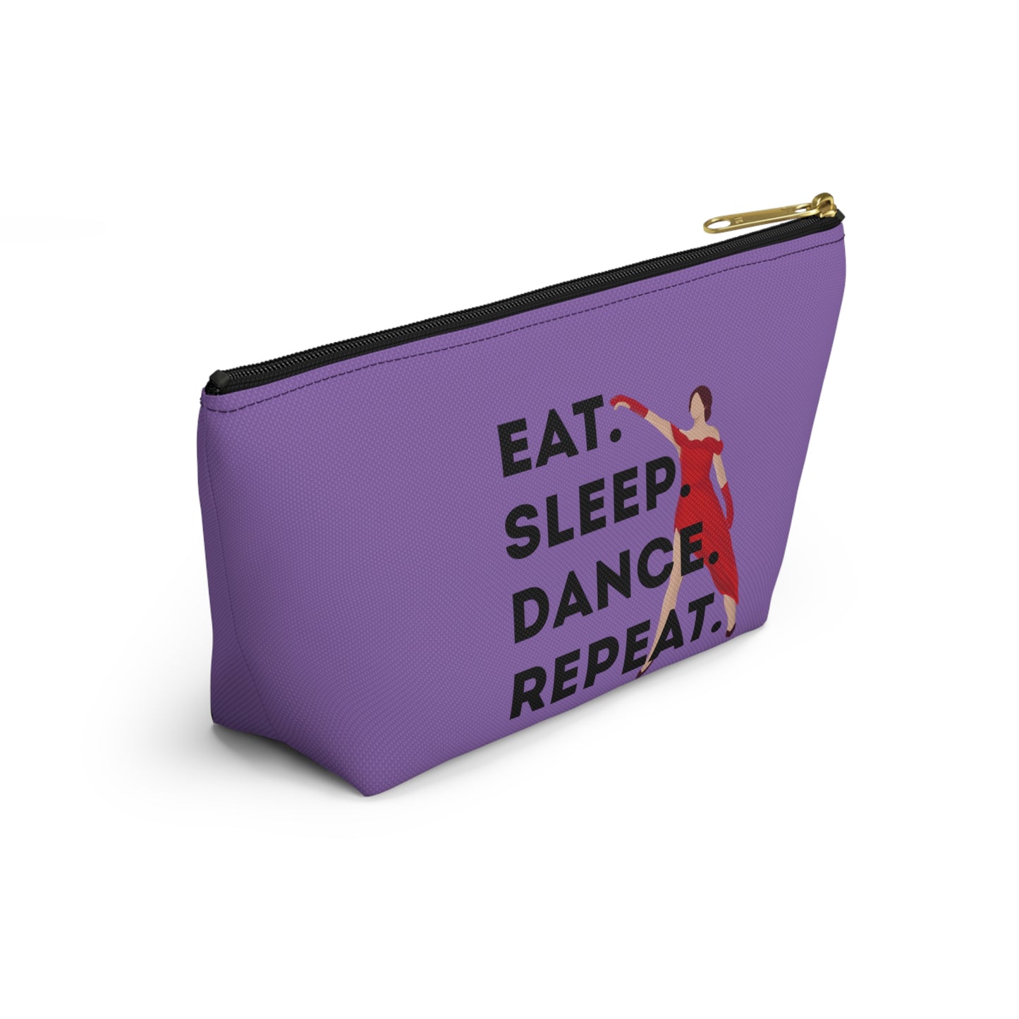 “Eat Sleep Dance Repeat” Makeup Bag – Bold Dancer Graphic – Dance-Themed Zipper Pouch for Cosmetics, Accessories & Travel Essentials