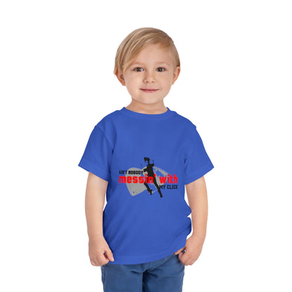 “Ain’t Nobody Messin’ With My Click” Toddler Short Sleeve T-Shirt – Tap Dance Graphic Tee with Tap Dancer Design for Kids