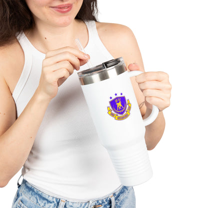 "Jeté Dance Gear Estd 2025" | 40oz Insulated Travel Mug with Collegiate-Inspired Graphic – Durable Stainless Steel Tumbler for Dancers & Dance Lovers