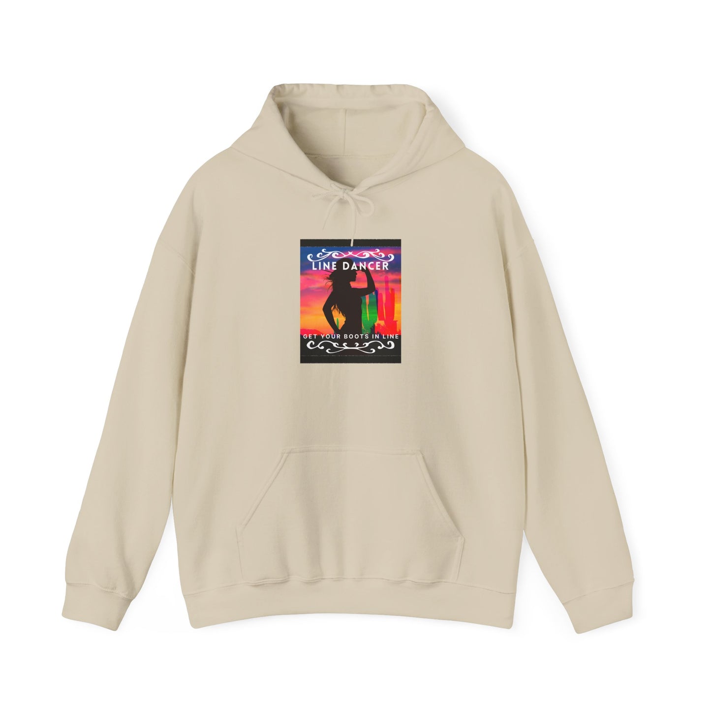 "Line Dancer, Get Your Boots in Line" Western-Inspired Graphic – Unisex Heavy Blend™ Hooded Sweatshirt