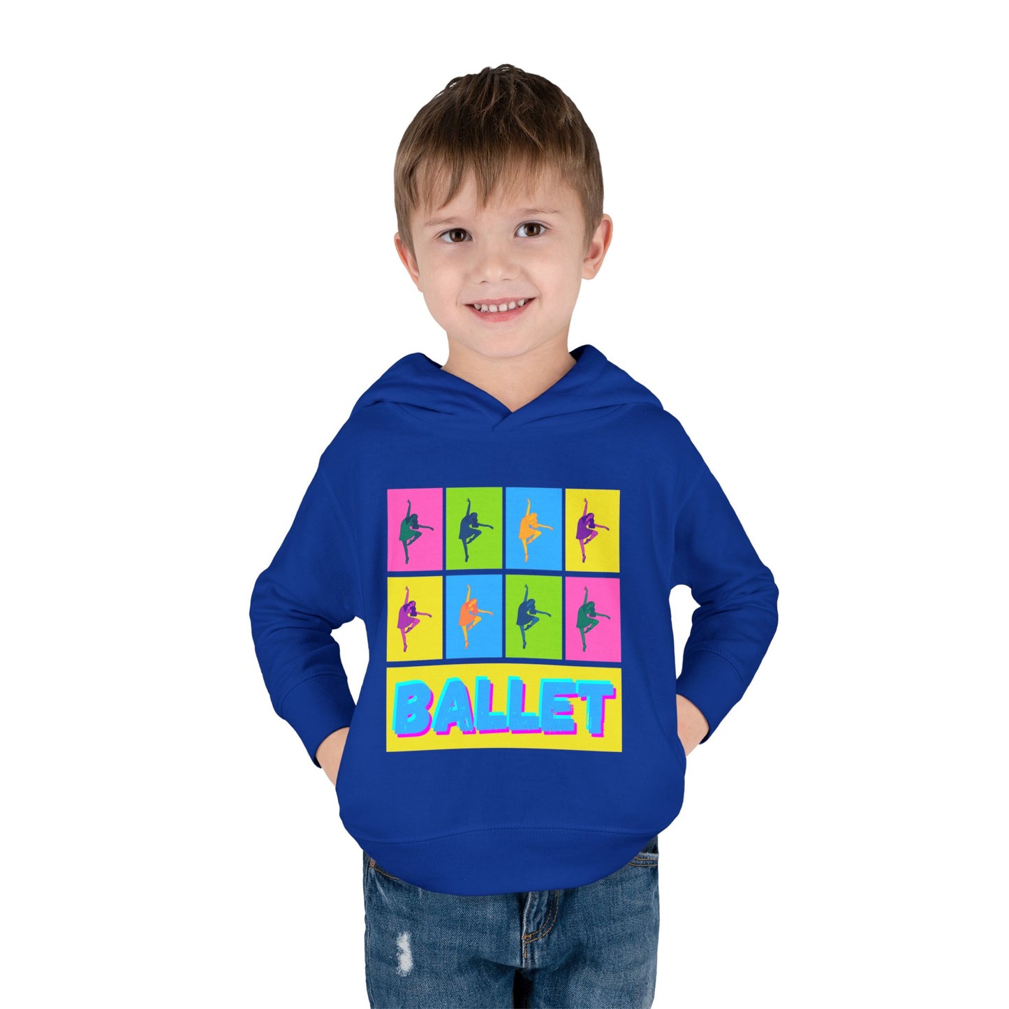 “Ballet" Toddler Pullover Hoodie – Pop Art Inspired Dance Graphic Sweatshirt with Ballet Dancer Design for Kids