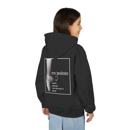 “I Dance En Pointe” Youth Pullover Hoodie with X-Ray Ballet Foot Graphic – Personalized Dance Hoodie for Kids, Custom Name or Studio Option
