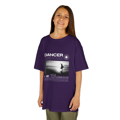 "Dancer" Arabesque on the Beach – Youth Short Sleeve Dance Tee in Streetwear-Inspired Style