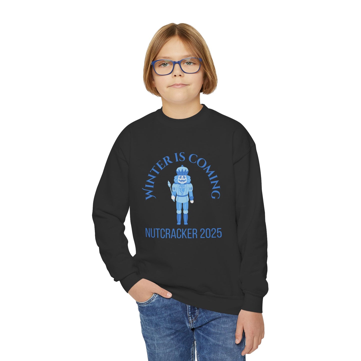 “Winter Is Coming Nutcracker 2025” Sweatshirt – YOUTH Crewneck | Holiday Dance Sweatshirt for Ballet Dancers