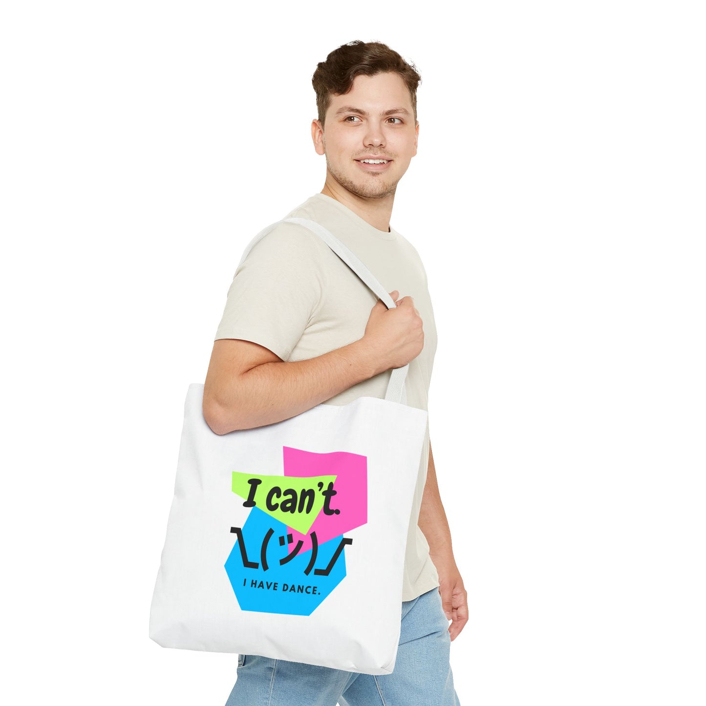 "I Can't. I Have Dance." – 80s Retro Emoji Canvas Tote Bag for Dancers | Funny Dance Quote Reusable Shoulder Bag
