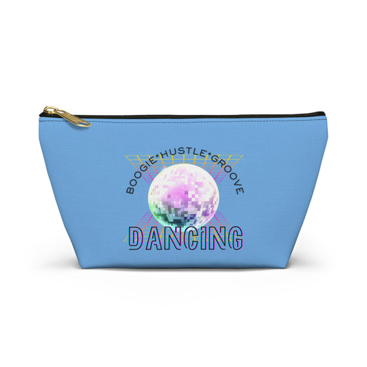 "Boogie, Hustle, Groove - Dancing" Retro Dance-Inspired Makeup Bag | Funky Bold Accessory Pouch for Dancers