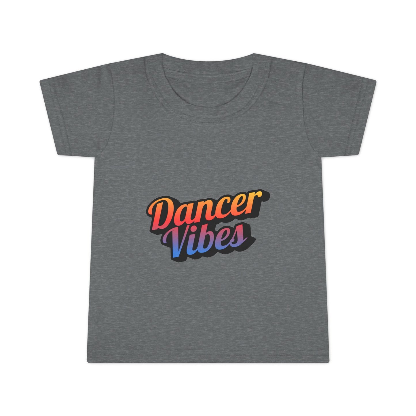 "Dancer Vibes" Toddler Dance T-Shirt – Colorful Text Graphic Short Sleeve Tee for Kids