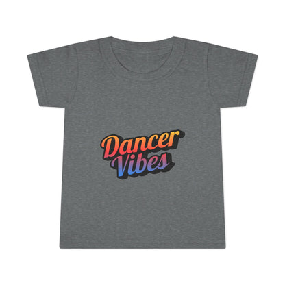 "Dancer Vibes" Toddler Dance T-Shirt – Colorful Text Graphic Short Sleeve Tee for Kids