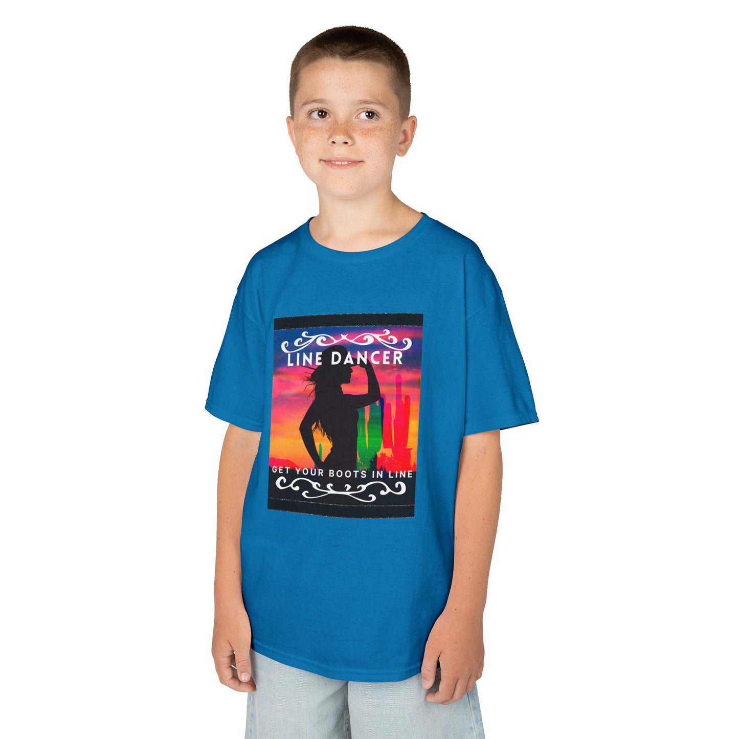 "Line Dancer – Get Your Boots in Line" Youth Short Sleeve Tee – Western-Inspired Country Dance Shirt for Kids