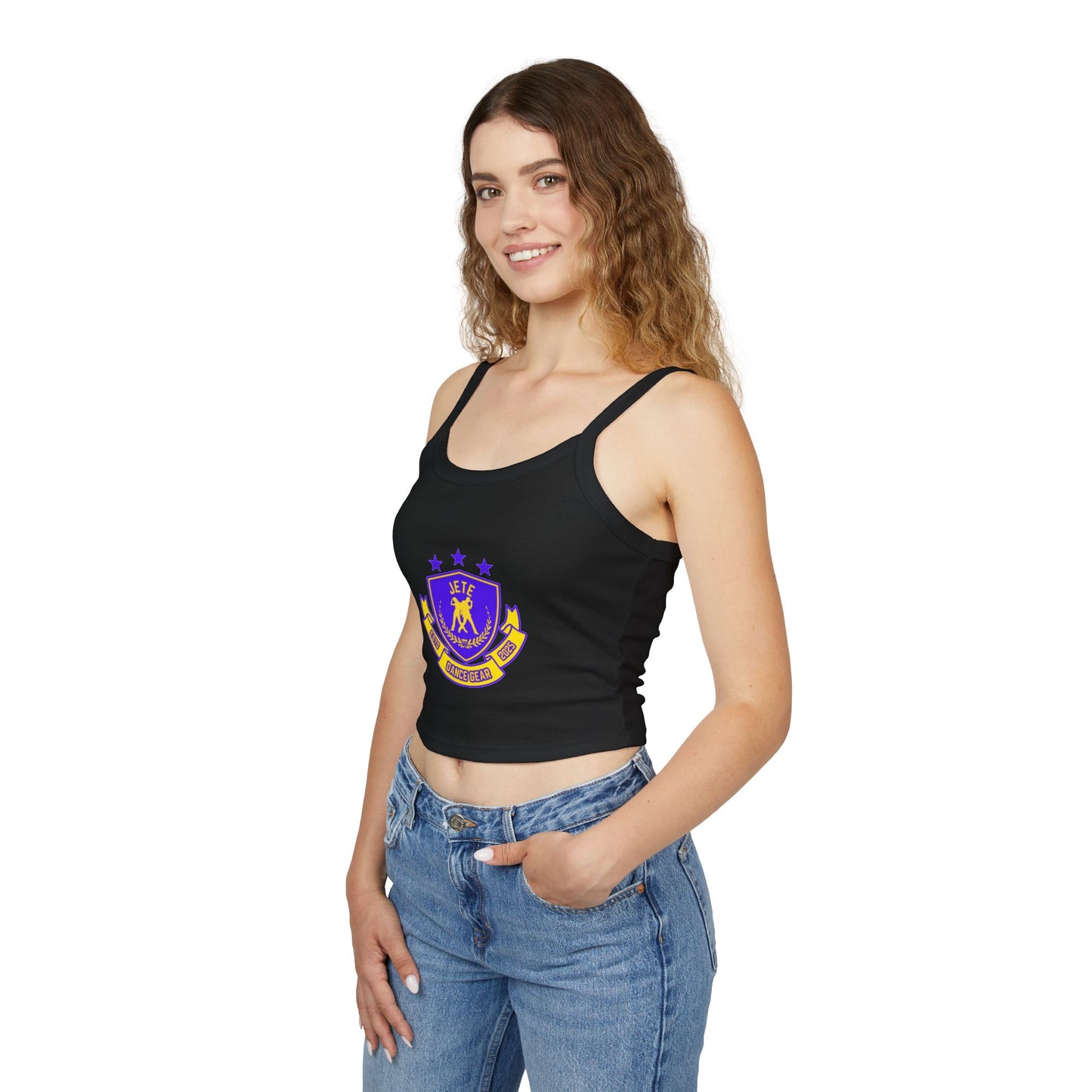 "Jeté Dance Gear" Women’s Spaghetti Strap Tank Top – Collegiate-Inspired Dancer Graphic | Stylish Studio Apparel for Dancers & Performers
