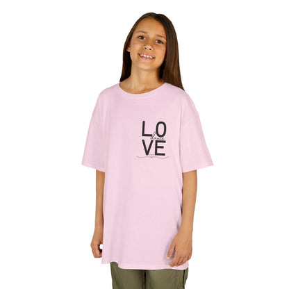 "LOVE Dance" Youth Short Sleeve Tee – Script Letter Graphic Dance Lover T-Shirt