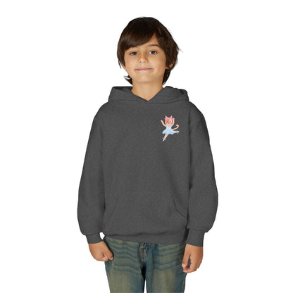 “Every Meow & Then I Dance” Adorable Dancing Cat Graphic | Cute Cat Dance Hoodie for Kids & Young Ballet Enthusiasts - Unisex Youth Hoodie