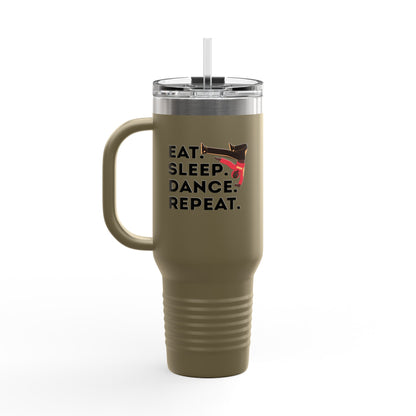 "Eat Sleep Dance Repeat" 40oz Insulated Travel Mug – Bold B-Boy Graphic, Stainless Steel Tumbler for Dancers & Street Style Fans