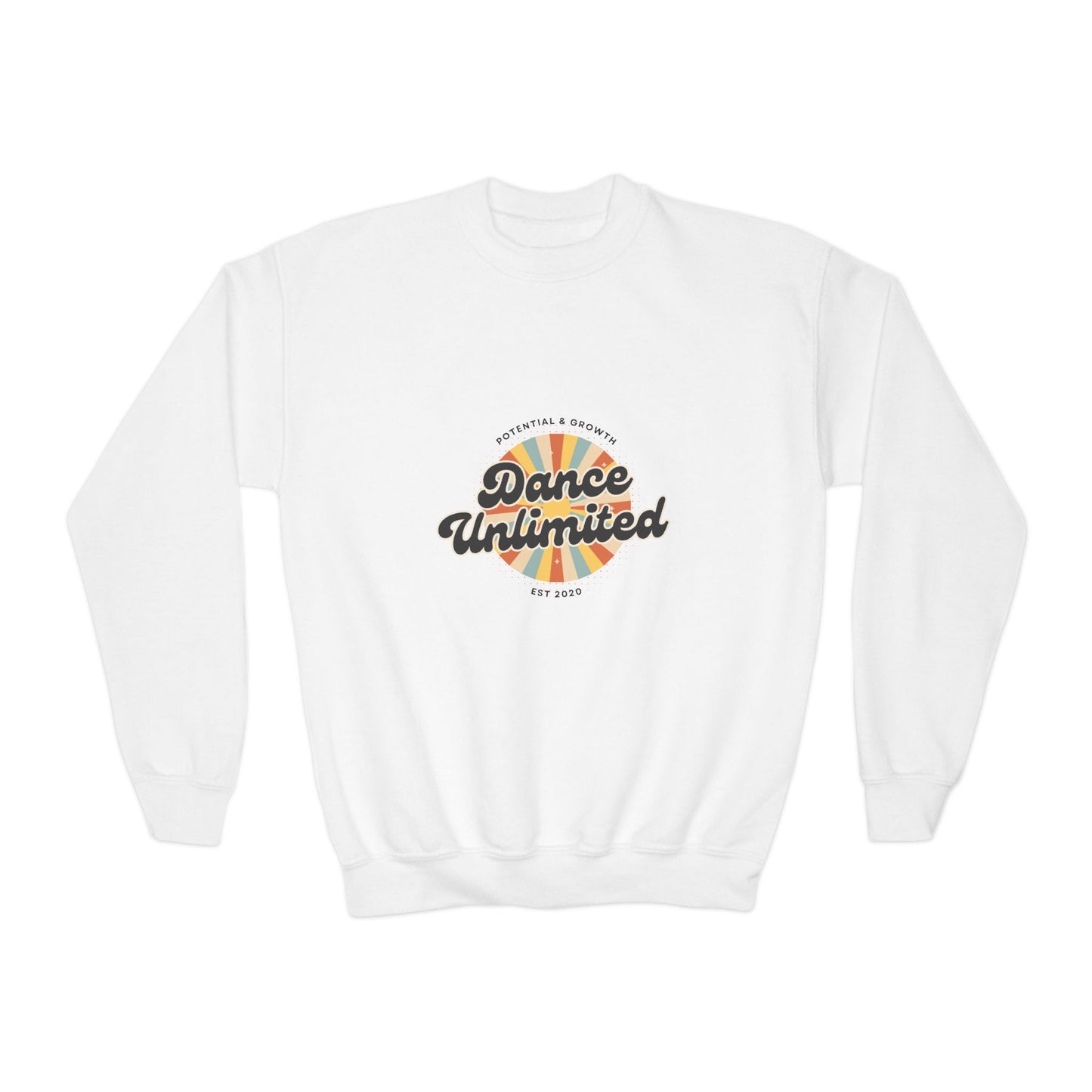 "Dance Unlimited - Potential & Growth" Youth Dance Unlimited Crewneck Sweatshirt – Retro Graphic | Motivational Dance Apparel for Kids