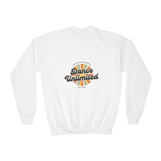 "Dance Unlimited - Potential & Growth" Youth Dance Unlimited Crewneck Sweatshirt – Retro Graphic | Motivational Dance Apparel for Kids