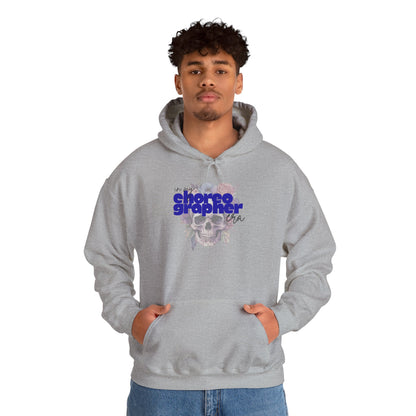 "In My Choreographer Era" Hoodie – Unisex Heavy Blend™ Hooded Sweatshirt with Floral Skull Graphic for Dance Creatives