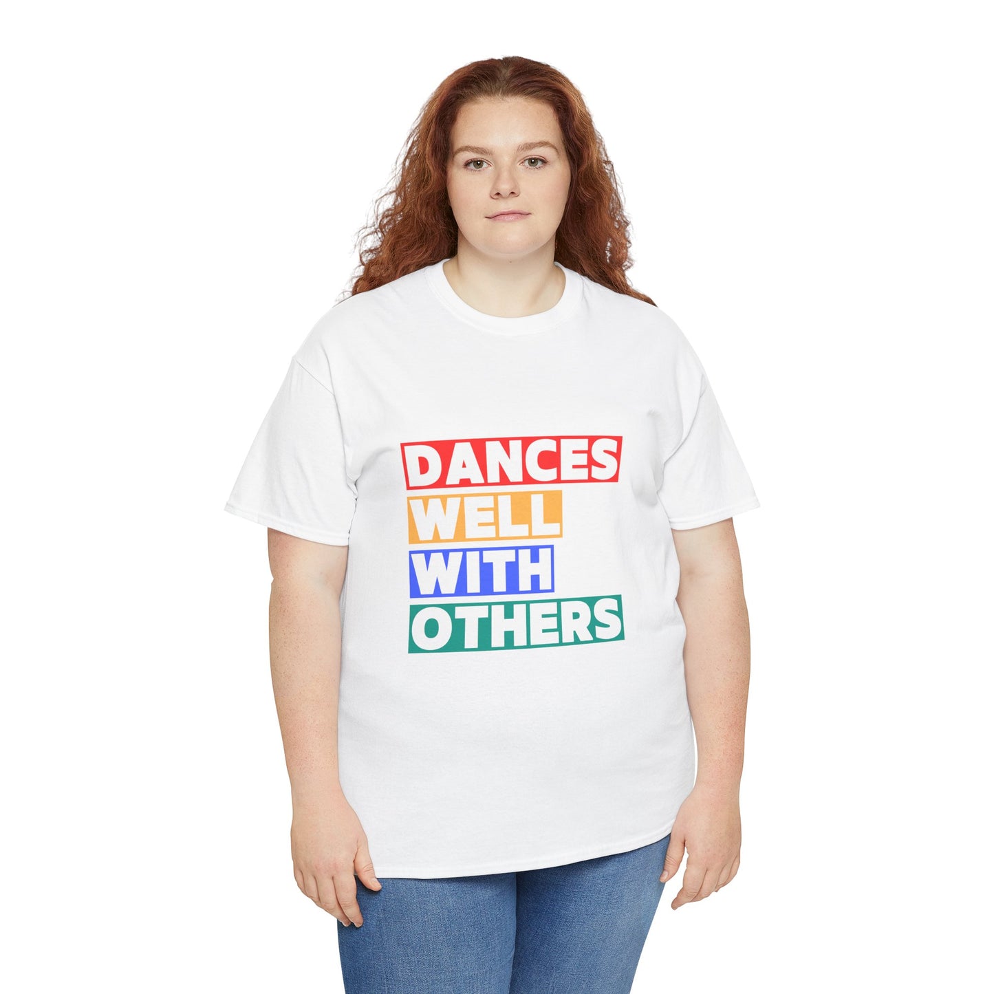"Dances Well With Others" Unisex Heavy Cotton T-Shirt – Dance-Inspired Graphic Tee for Adults & Kids
