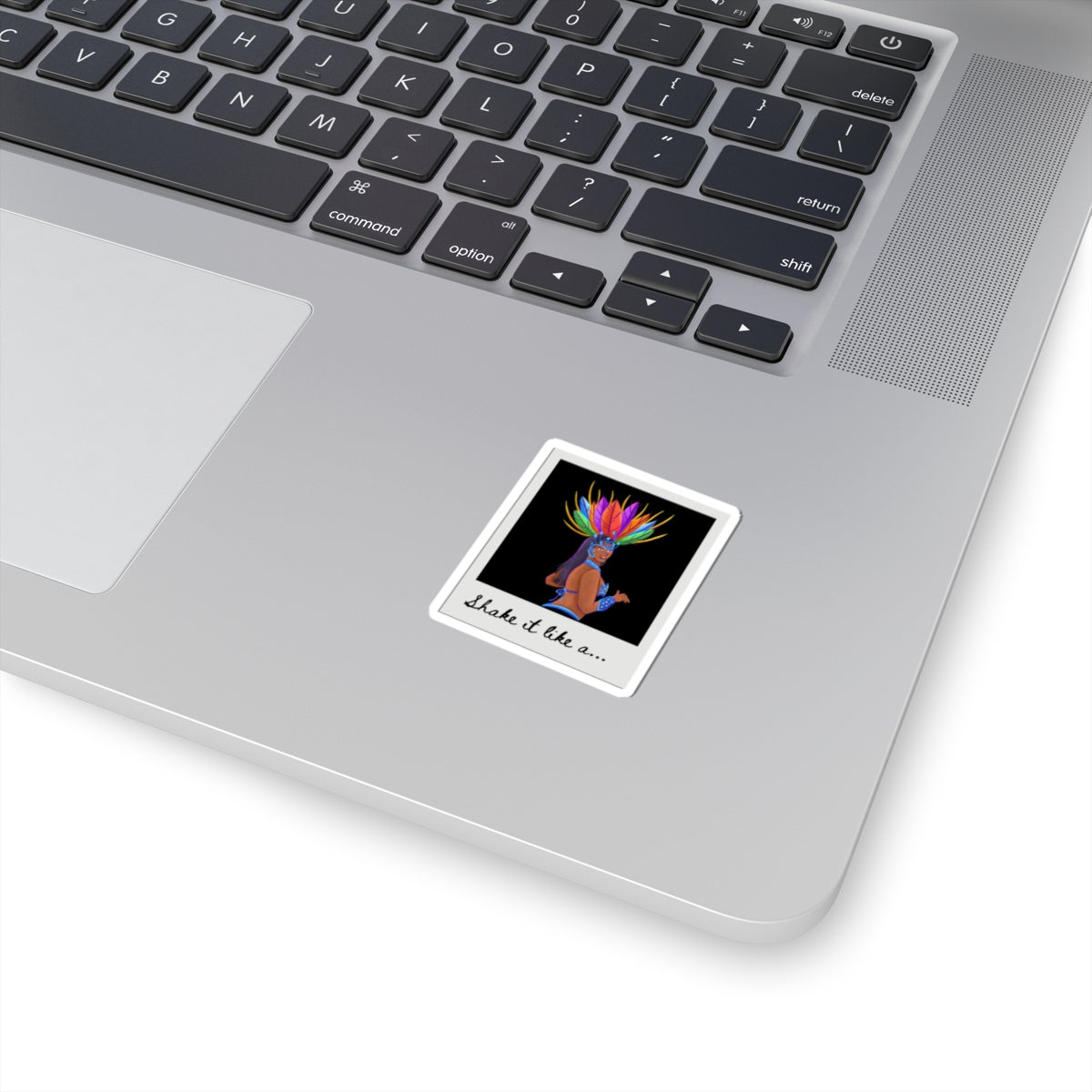 "Shake It Like a..." Kiss-Cut Sticker – Bold Carnival Samba Dancer Graphic – Vibrant Dance-Themed Vinyl Sticker for Laptops, Journals & Water Bottles