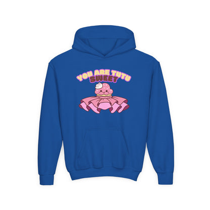 "You Are Tutu Sweet" Youth Hooded Sweatshirt – Kawaii Cupcake in Tutu Dance Graphic Hoodie for Kids and Teens