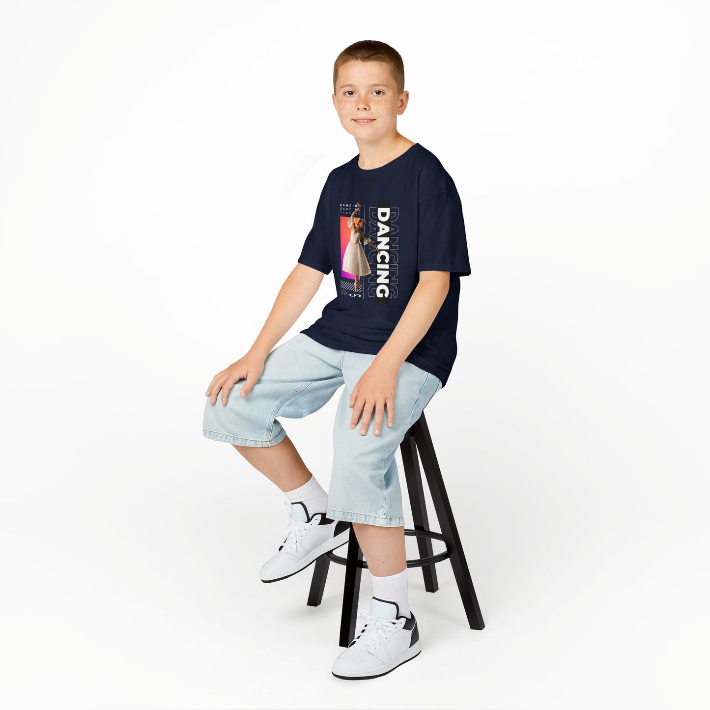 “Dancing” Youth Short Sleeve T-Shirt – Streetwear-Inspired Female Dancer Graphic – Trendy Kids Dance T-Shirt for Girls