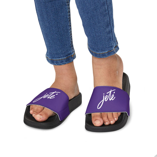 “Jeté” Official Logo Dance -Inspired Custom Footwear | Youth Sandal Slides with Removable Straps