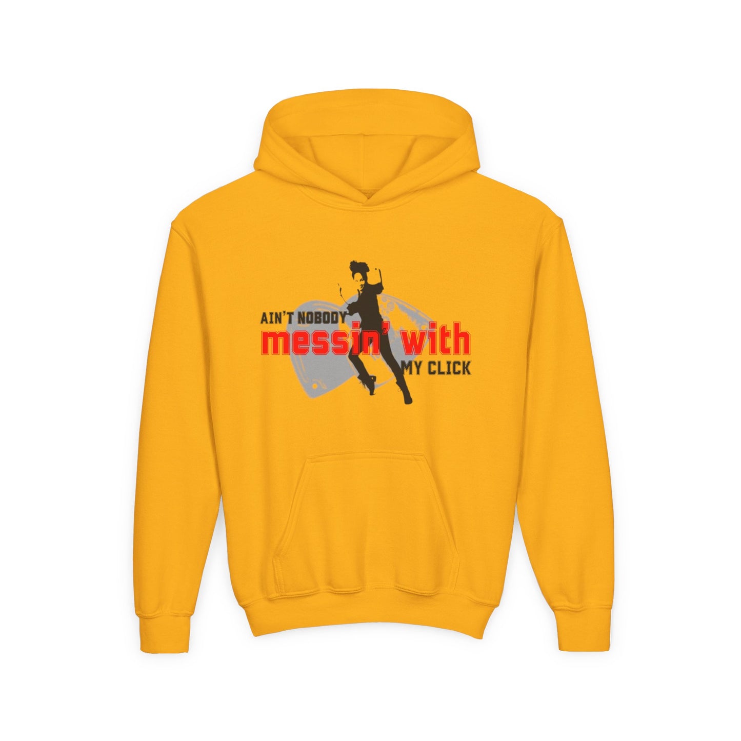“Ain’t Nobody Messin’ with My Click” Tap Dance Graphic with Tap Shoes & Dancer - Unisex Youth Hoodie – Streetwear Tap Dancing Hoodie for Kids & Young Performers