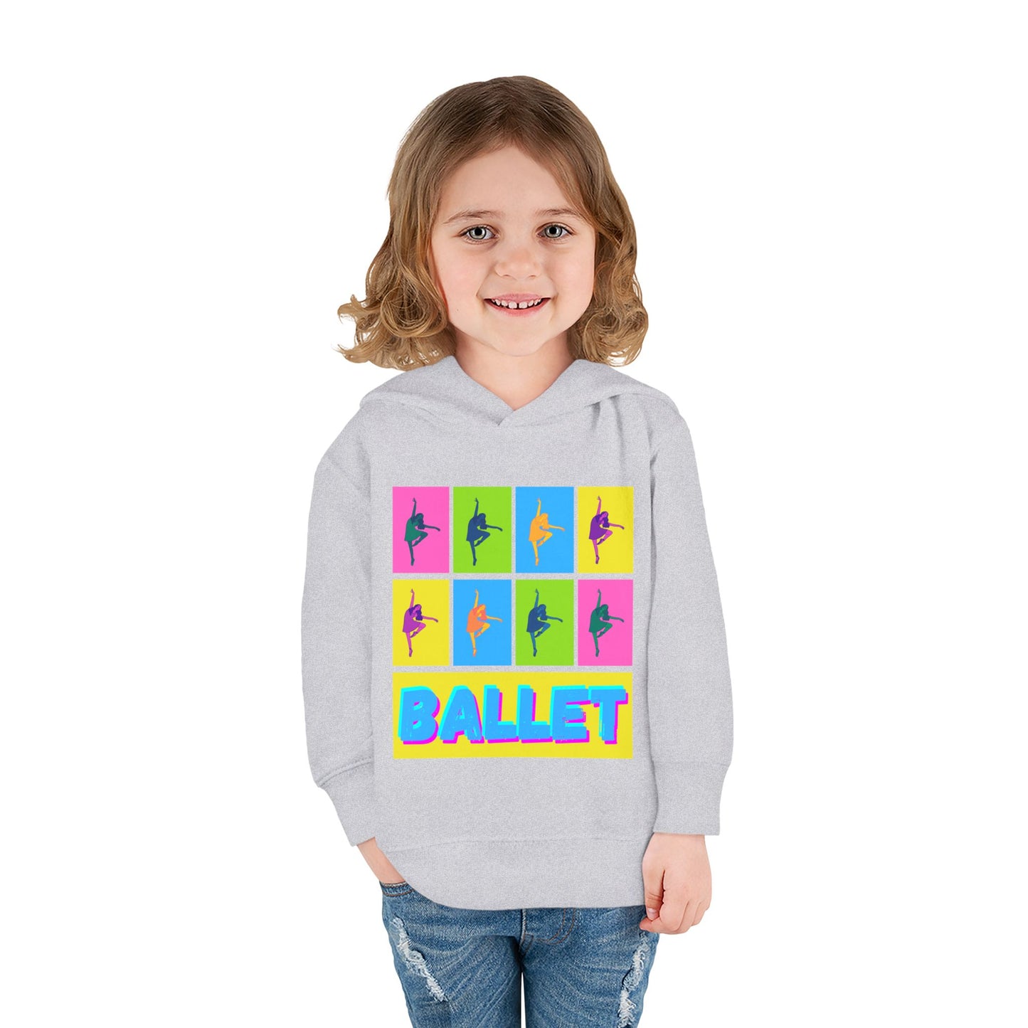 “Ballet" Toddler Pullover Hoodie – Pop Art Inspired Dance Graphic Sweatshirt with Ballet Dancer Design for Kids