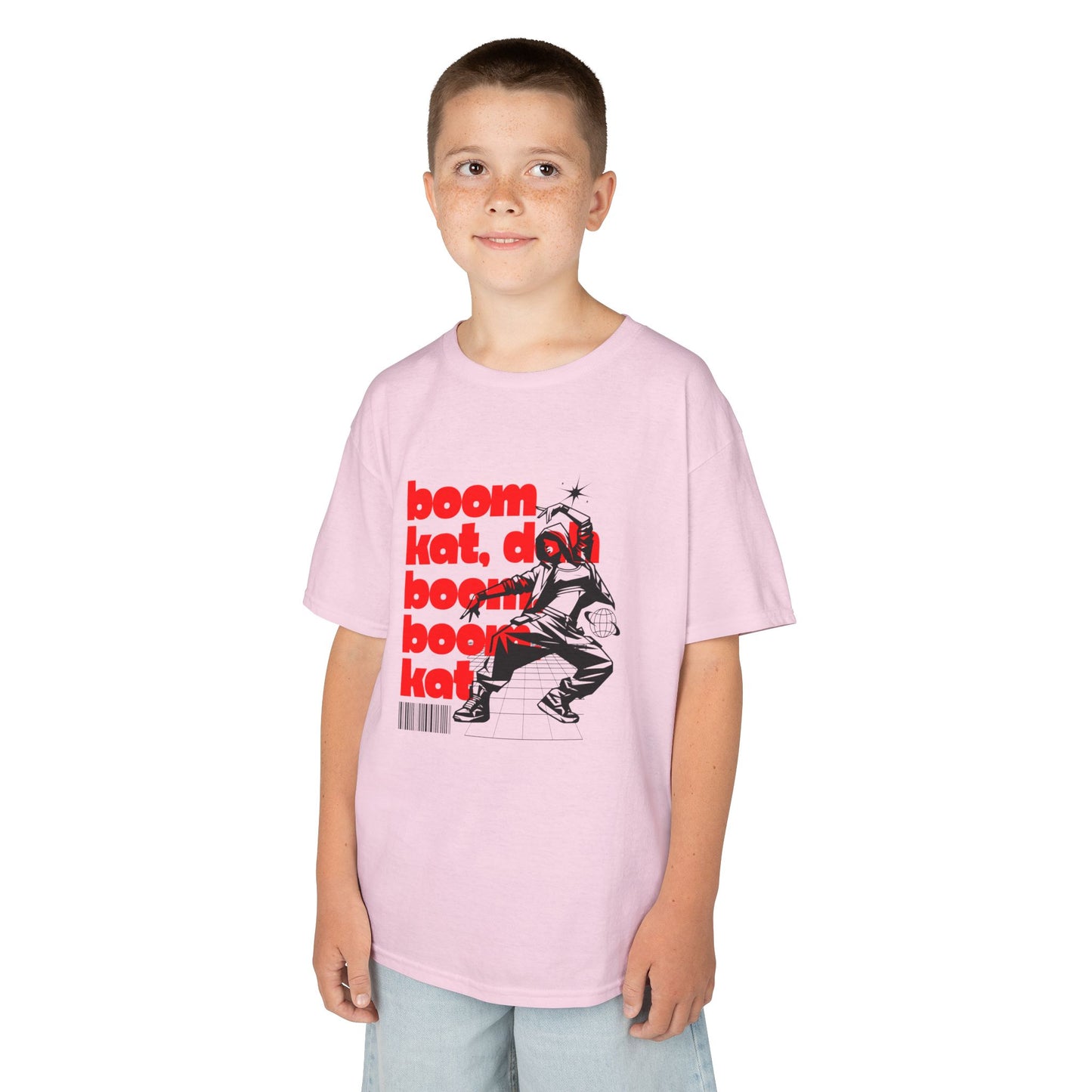 “Boom Kat Youth Short Sleeve Dance T-Shirt – Bold Streetwear-Inspired Graphic Tee for Kids