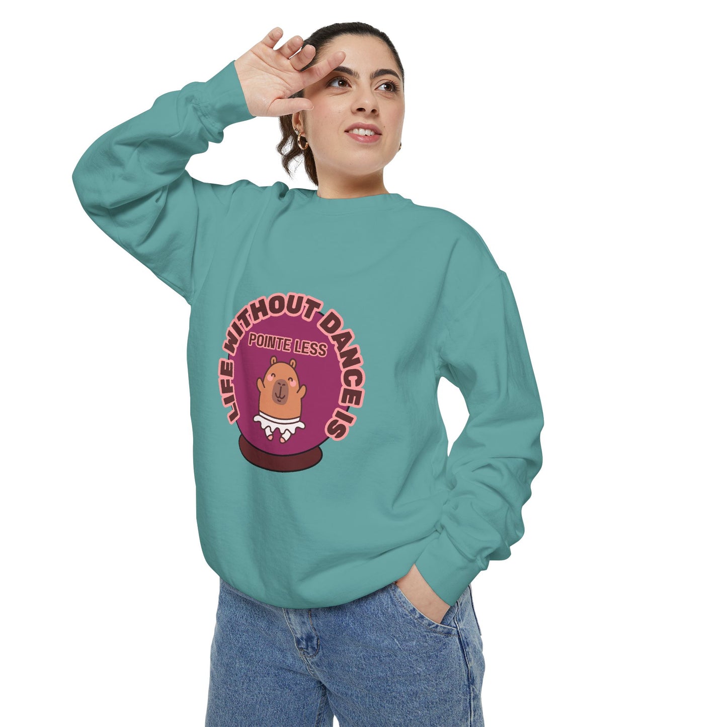 "Life Without Dance Is Pointeless" Unisex Lightweight Crewneck Sweatshirt – Bold Retro Ballet Pun Graphic Pullover for Dancers & Dance Lovers