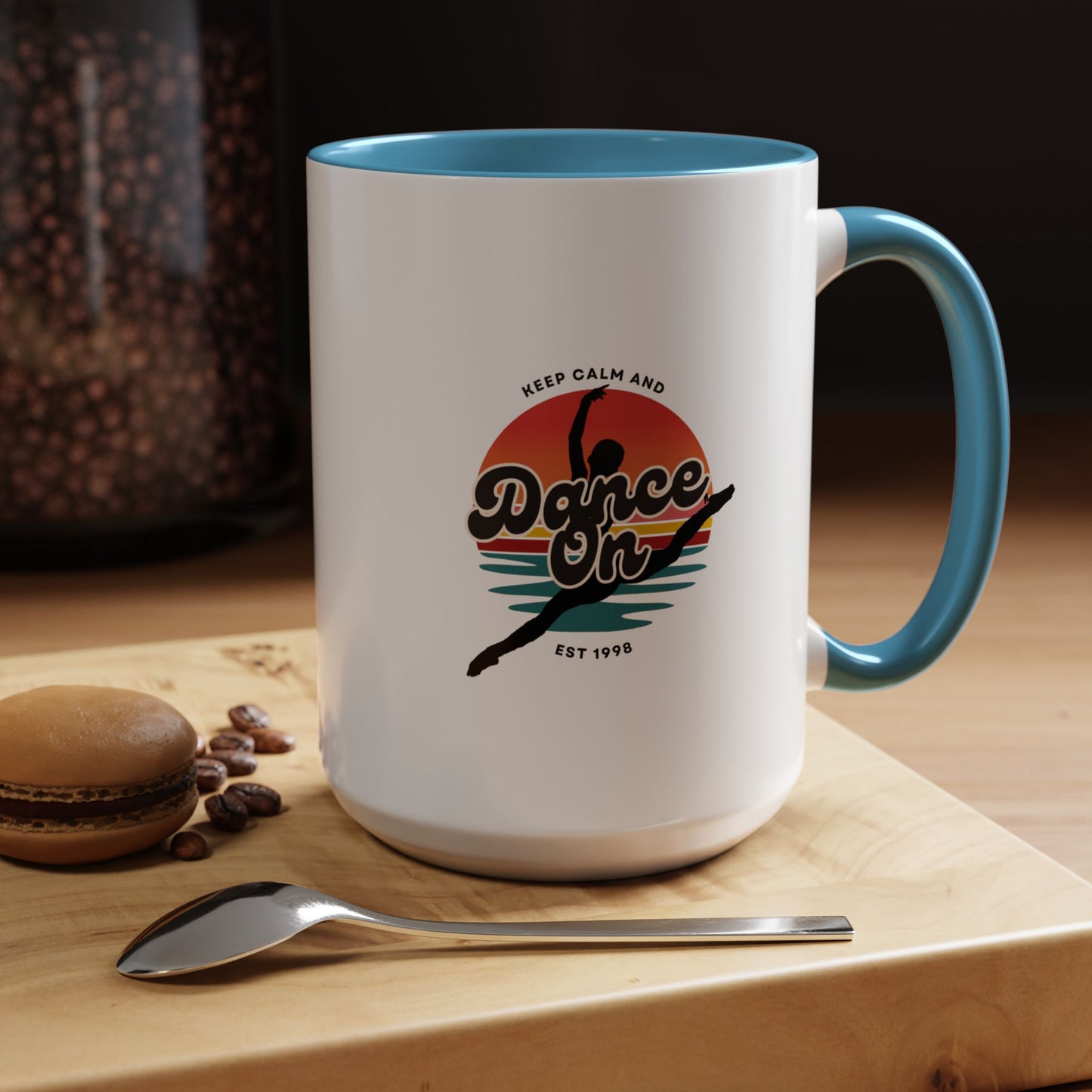 "Keep Calm and Dance On" Accent Coffee Mug – Motivational Dance Quote Ceramic Mug for Dancers and Instructors