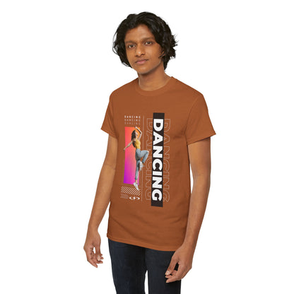 “Dancing” Streetwear-Inspired Female Dancer Unisex Heavy Cotton Tee – Urban Dance Graphic T-Shirt for Performers and Dance Lovers