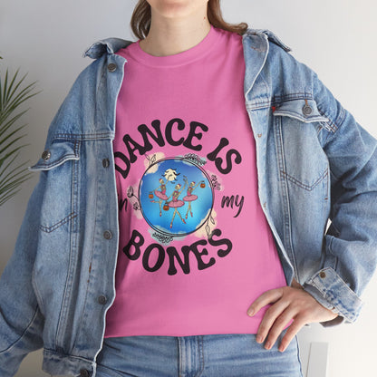 “Dance Is in My Bones” Halloween Dance T-Shirt with Dancing Skeletons Graphic - Unisex Heavy Cotton Tee