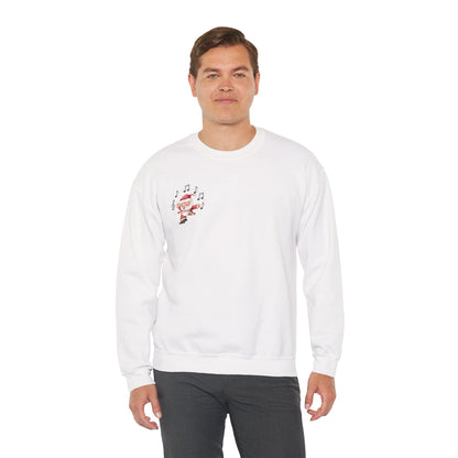 “5-eee and a 6-eee and a Ho, Ho, Ho”  ADULT SWEATSHIRT Unisex Heavy Blend Crewneck with Playful Dancing Santa Front & Back – Festive Christmas Dance Sweatshirt for Dancers & Studios