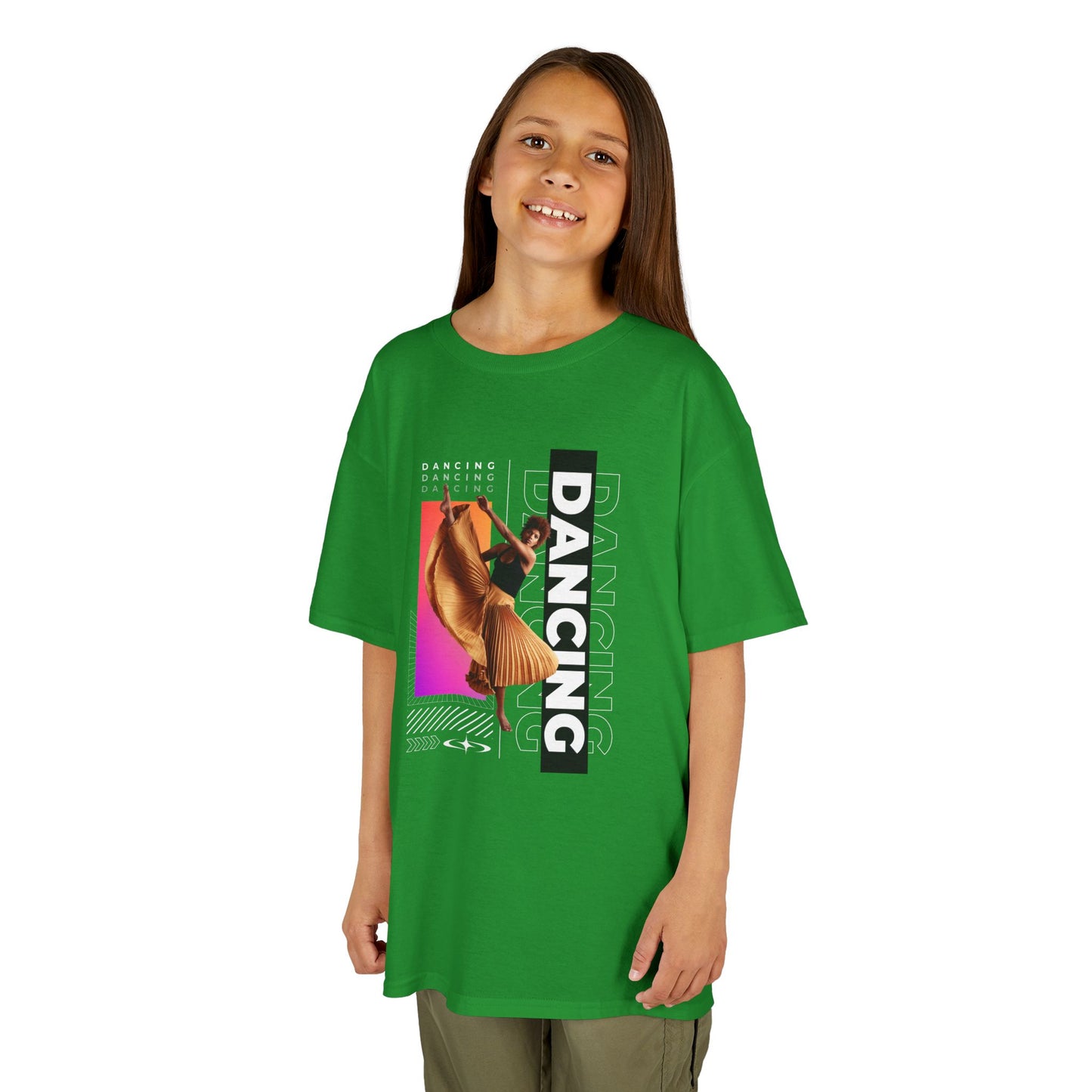 "Dancing" Youth Short Sleeve T-Shirt – Streetwear-Inspired Female Dancer Graphic – Stylish Dance Apparel for Kids
