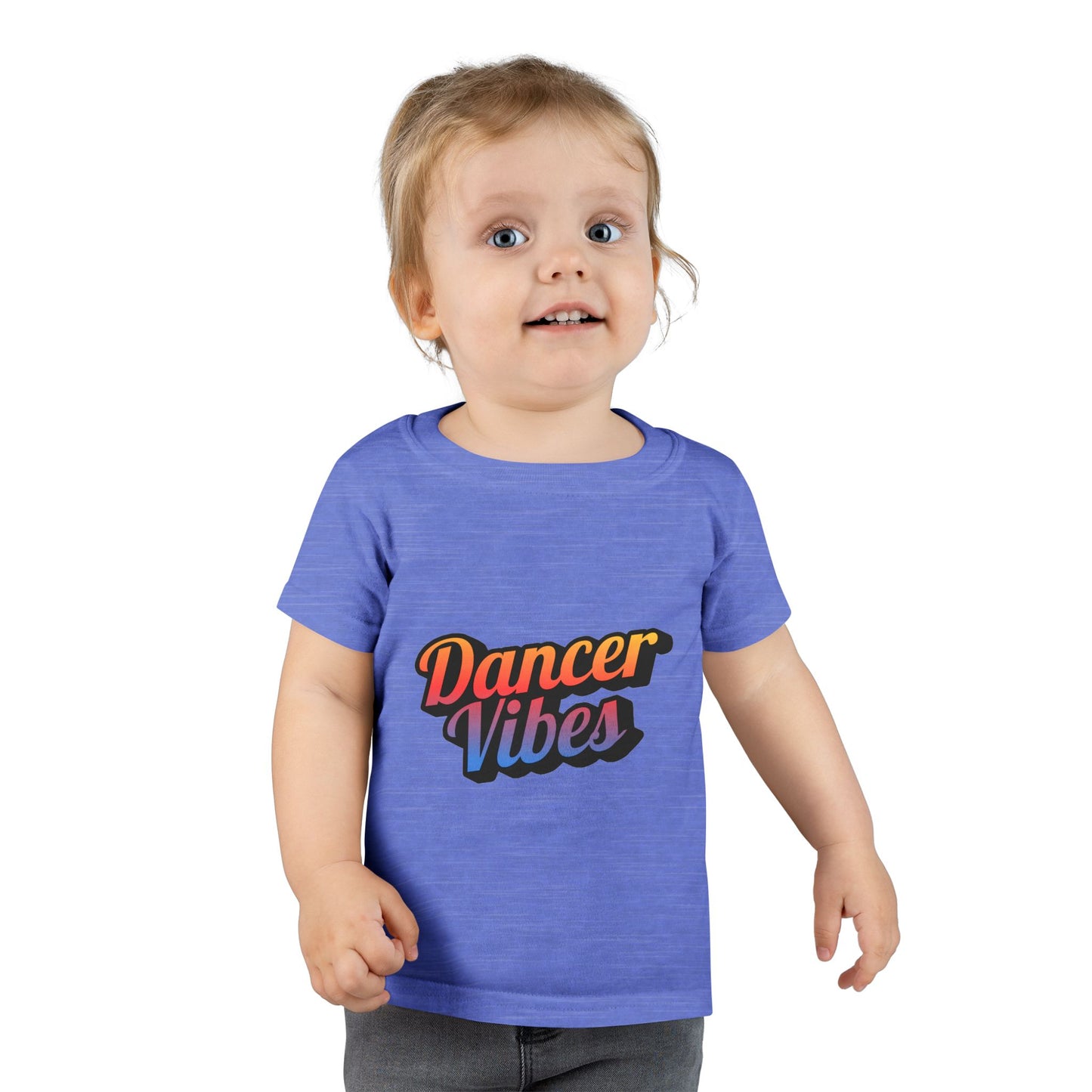 "Dancer Vibes" Toddler Dance T-Shirt – Colorful Text Graphic Short Sleeve Tee for Kids