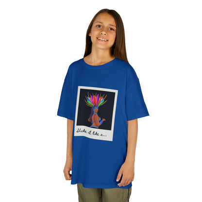 "Shake It Like a..." Youth Short Sleeve Tee – Carnival-Inspired Samba Dancer Graphic Dance Shirt for Kids