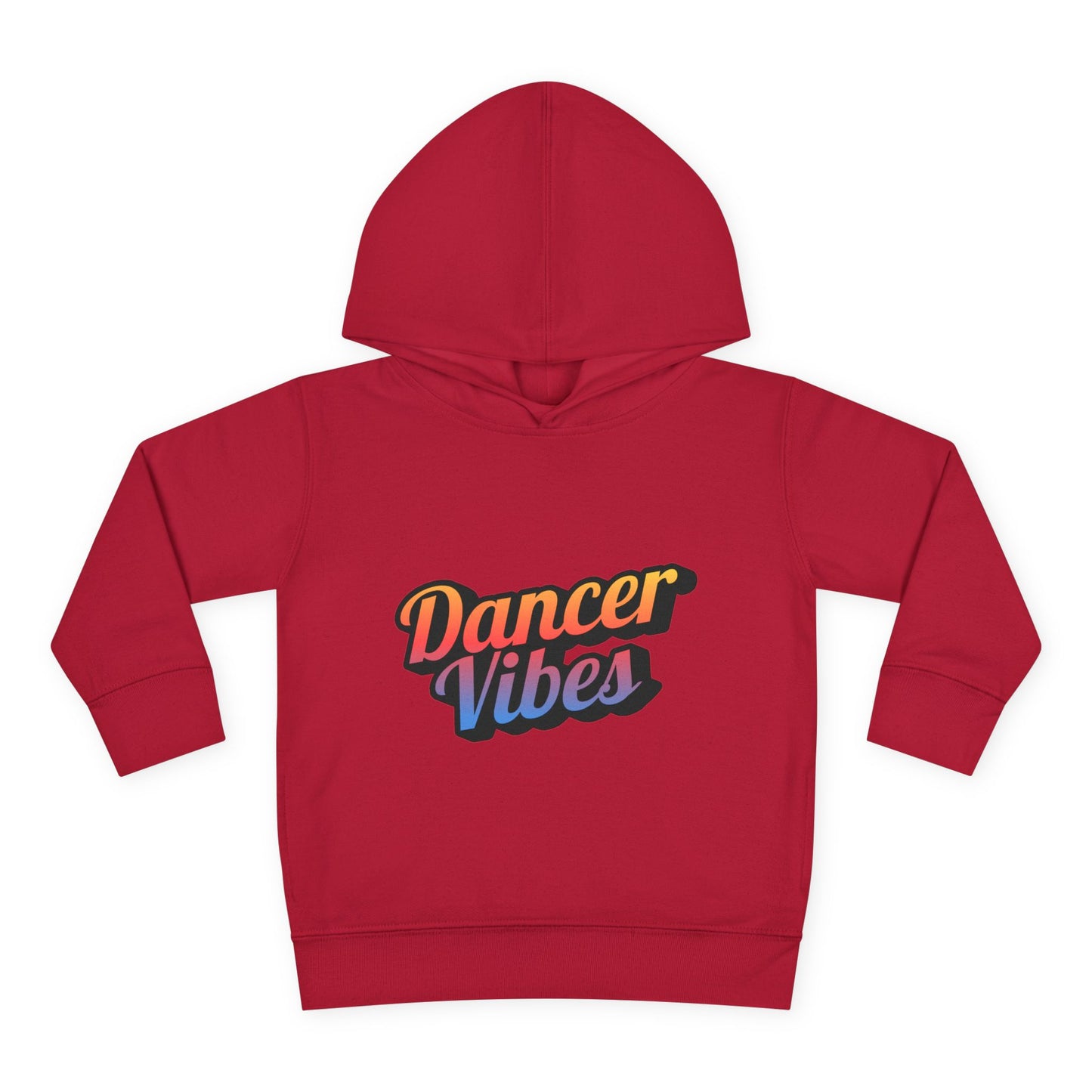 "Dancer Vibes" Toddler Pullover Hoodie – Colorful Dance-Themed Text Graphic Fleece Sweatshirt for Kids