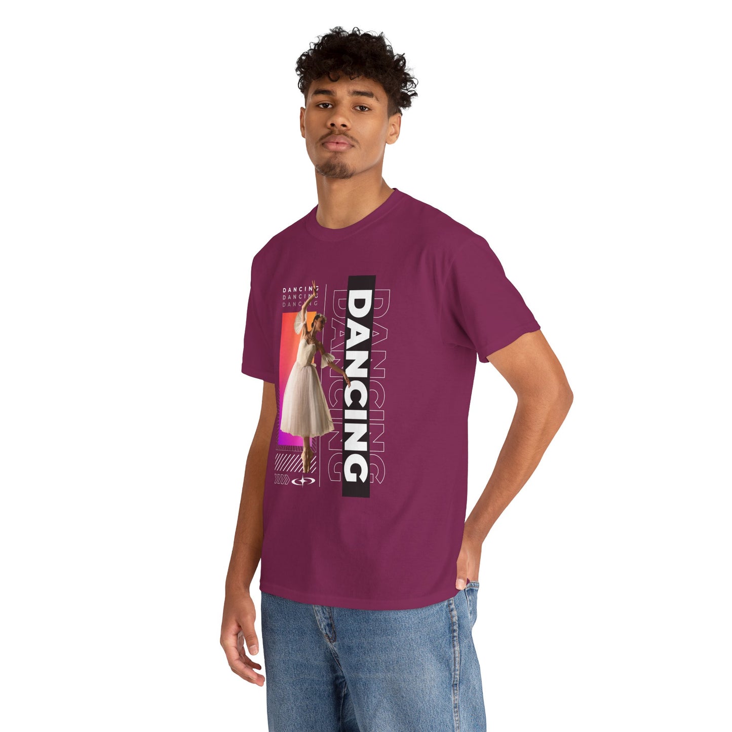 “Dancing” Streetwear-Inspired Female Dancer Unisex Heavy Cotton Tee – Urban Dance Graphic T-Shirt for Performers and Dance Lovers