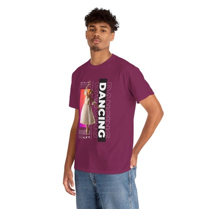 “Dancing” Streetwear-Inspired Female Dancer Unisex Heavy Cotton Tee – Urban Dance Graphic T-Shirt for Performers and Dance Lovers