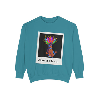 "Shake It Like a..." Unisex Lightweight Crewneck Sweatshirt – Carnival-Inspired Samba Dancer Graphic Pullover for Dance Lovers & Festival Vibes