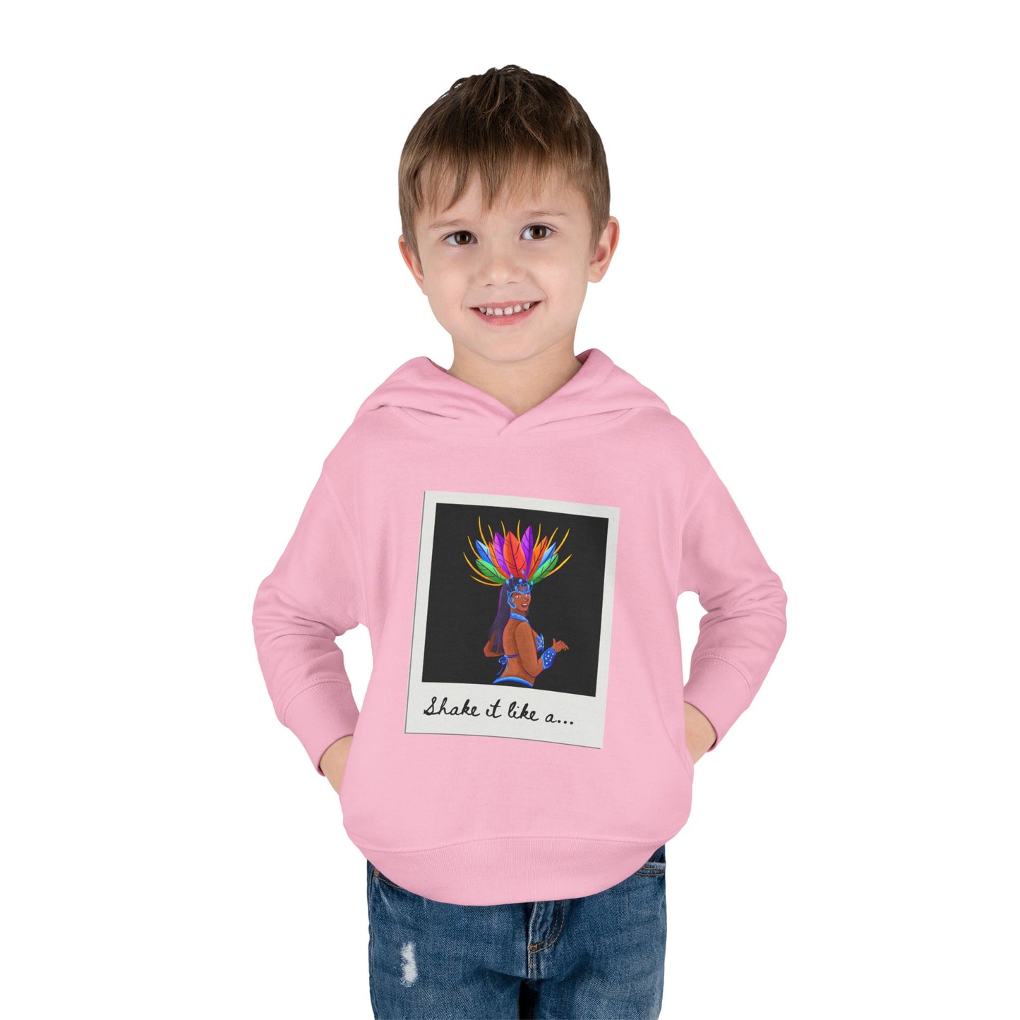 "Shake It Like a..." Toddler Pullover Hoodie – Carnival Samba Dancer Graphic Fleece Sweatshirt for Kids