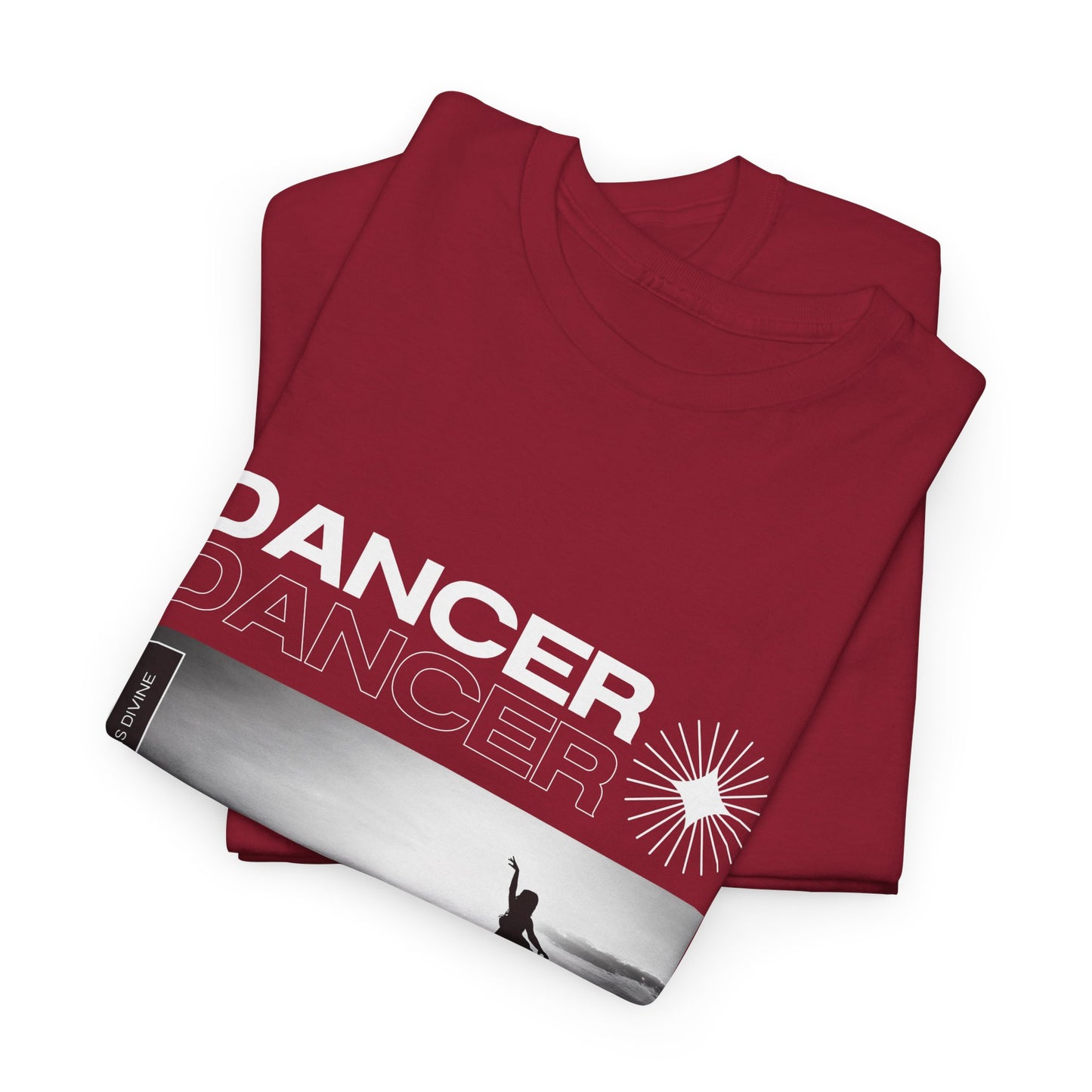 "Dancer" Arabesque Beach Scene Unisex Heavy Cotton Tee – Streetwear-Inspired Ballet Dance Graphic T-Shirt