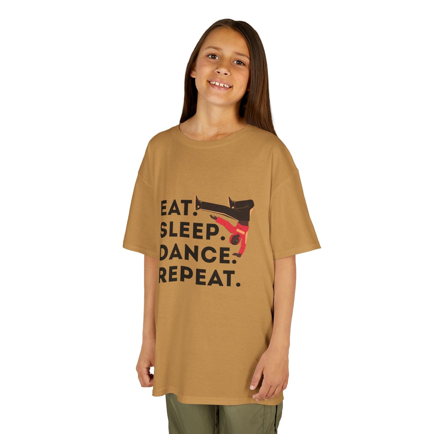 "Eat Sleep Dance Repeat" Youth Short Sleeve Tee – Bold B-Boy Graphic Hip-Hop Dance Shirt for Kids and Young Performers