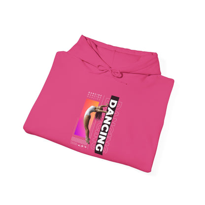 “Dancing” Text with Streetwear-Style Female Dancer Graphic - Unisex Heavy Blend™ Hooded Sweatshirt – Cozy Dance Hoodie for Ballet & Hip-Hop Enthusiasts