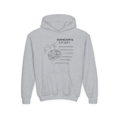 “Dancer’s Brain” Unisex Youth Hoodie with Funny Dance Brain Graphic – Personalized Dance Hoodie for Kids & Teens, Custom Name or Studio Option