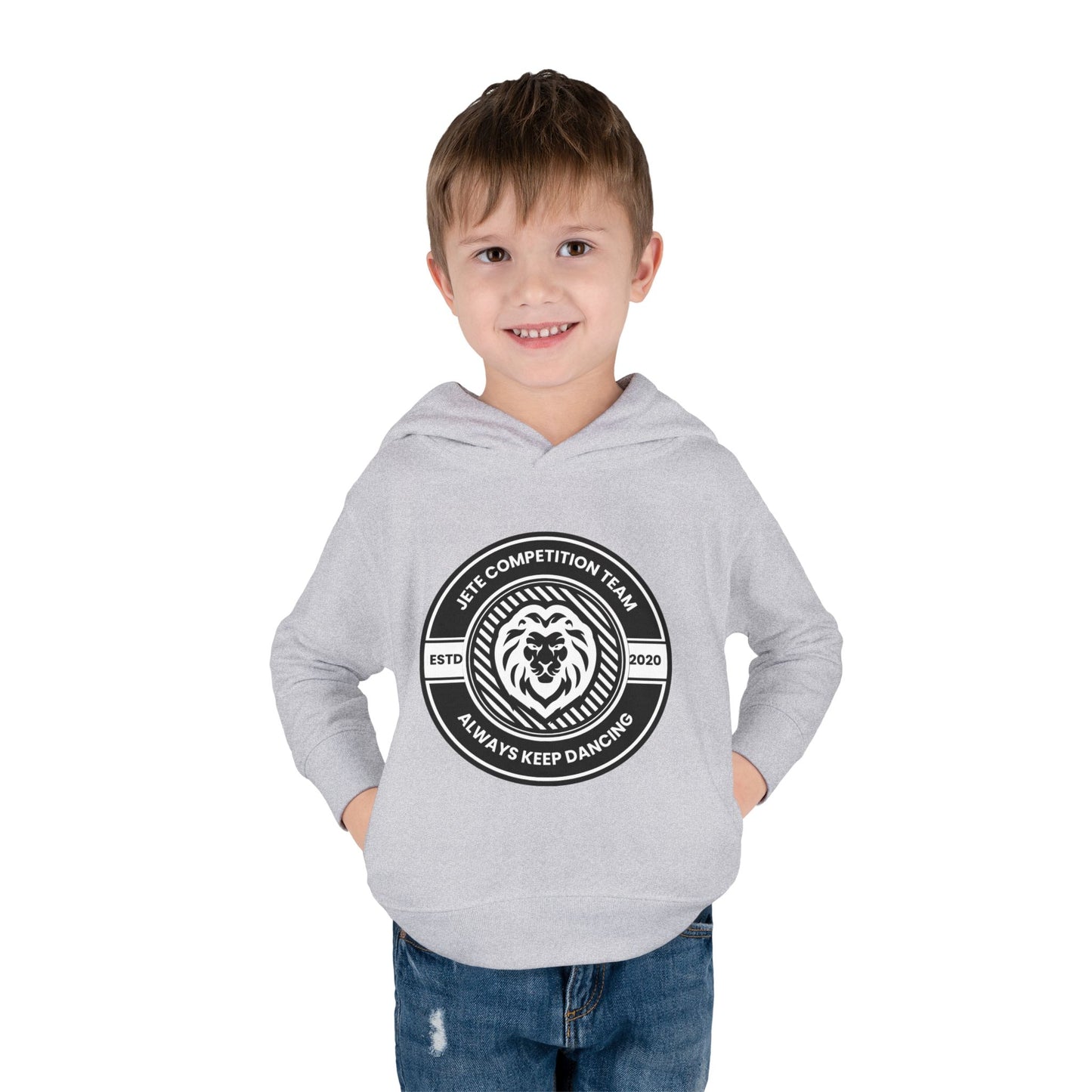 “Jeté Competition Team: Always Keep Dancing” Toddler Pullover Fleece Hoodie – Collegiate Dance Graphic |  Sweatshirt for Kids