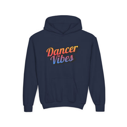 "Dancer Vibes" Youth Hooded Sweatshirt – Retro Text-Based Dance Graphic Hoodie for Kids and Teens