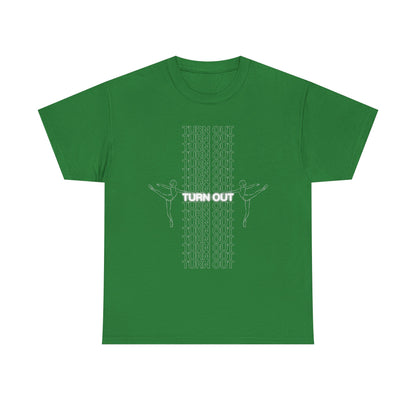 "Turn Out" Ballerina Graphic Unisex Heavy Cotton Tee – Ballet Dance T-Shirt for Dancers & Dance Enthusiasts