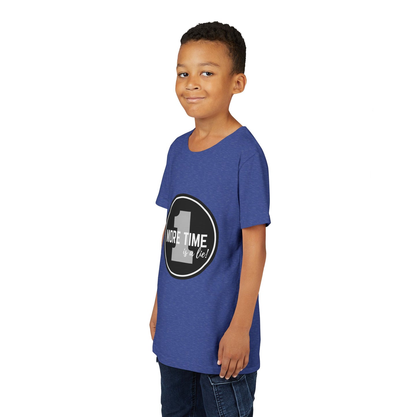 “One More Time is a Lie” Bold Emblem Dancer Graphic T-Shirt for Kids – Funny Dance Rehearsal Shirt - Youth Dance Tee